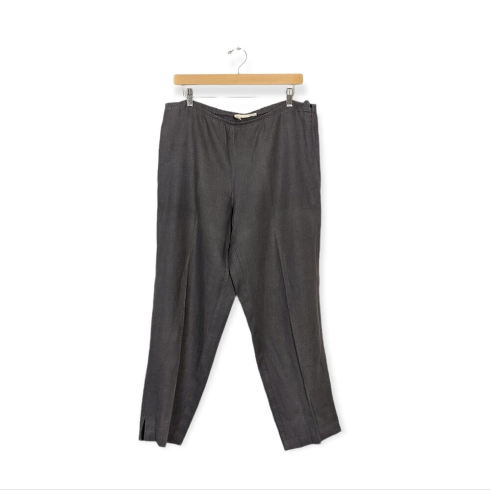Eileen Fisher Womens Grey Elastic Waist 100% Linen Casual Pants Size M